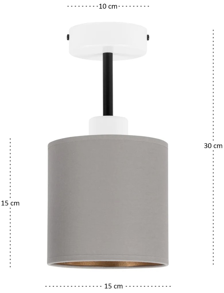 Lampa sufitowa biała jednopunktowy spot z szarym abażurem C-1010WE-GR