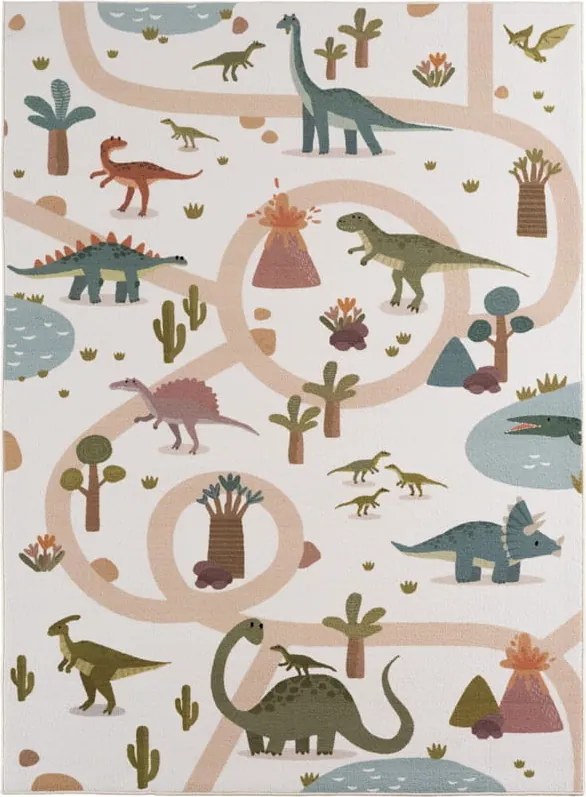 Dywan dziecięcy Coco Dinozaury kremowe 120 cm x 170 cm