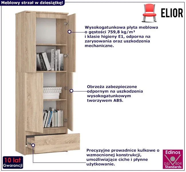 Skandynawski regał do biura dąb sonoma F9-L87
