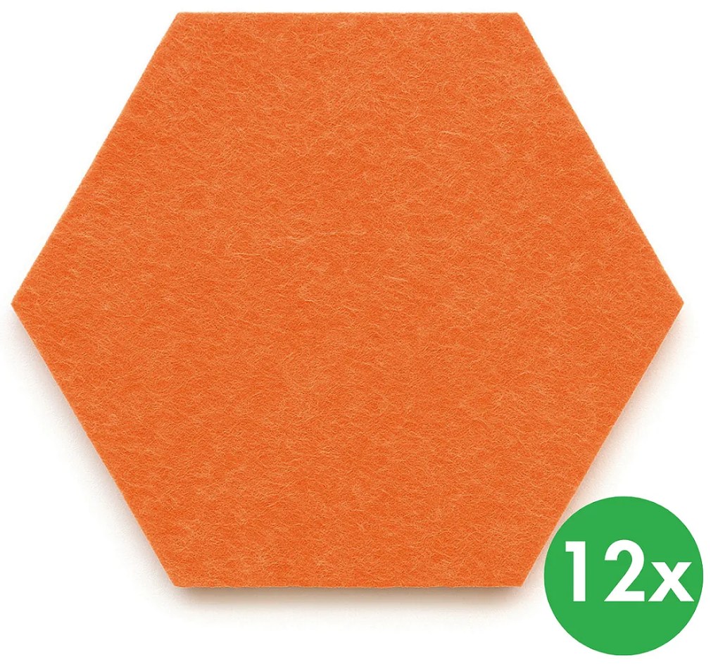 Panel akustyczny, samoprzylepny, sześciokąt, 30x26 cm, 12 szt., pomarańczowy
