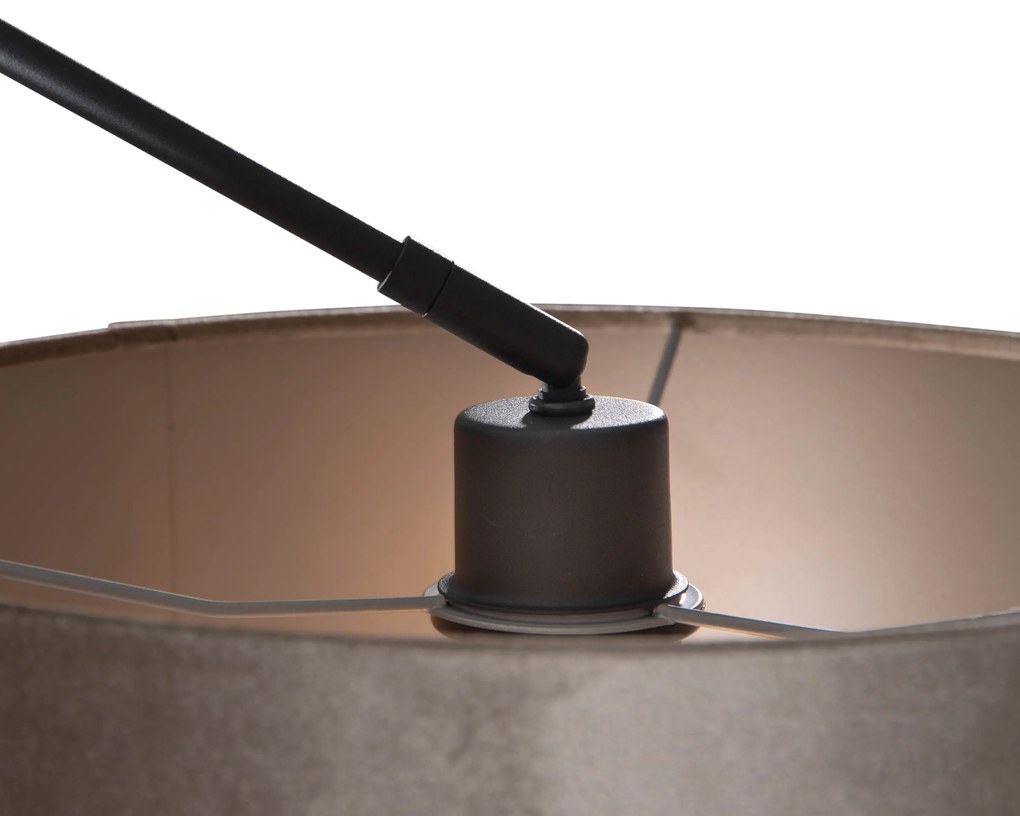 Lampa wisząca Czarna z aksamitnym kloszem Taupe 35 cm - Blitz klasyczny/Antyczny Oswietlenie wewnetrzne