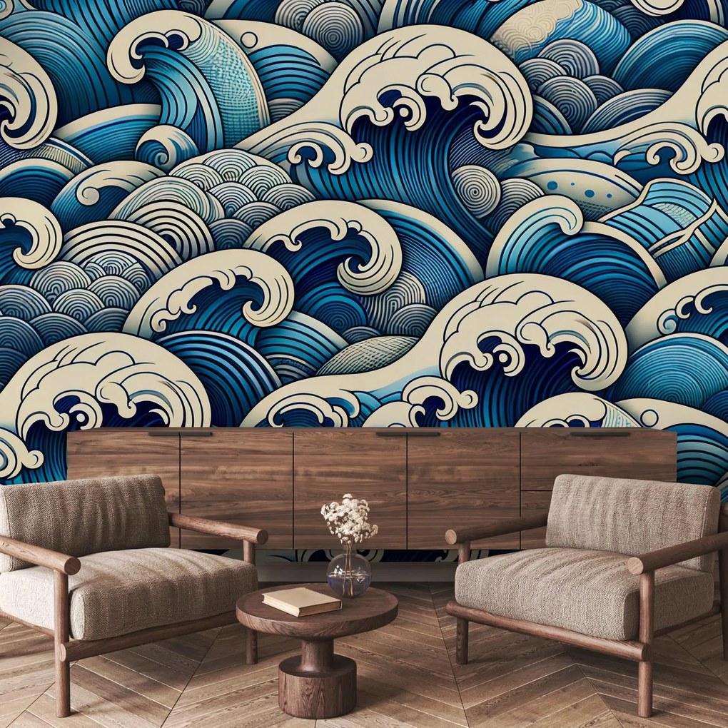 Fototapeta - Niebieskie fale (196x136 cm)