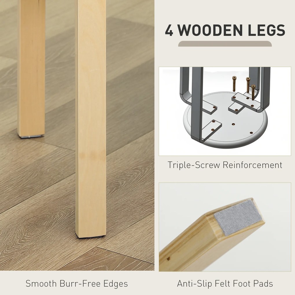 HOMCOM Tapicerowane Stołki w Zestawie 4 szt., Składane, z Lakierowaną Powierzchnią, Nogi z Drewna, Kremowe