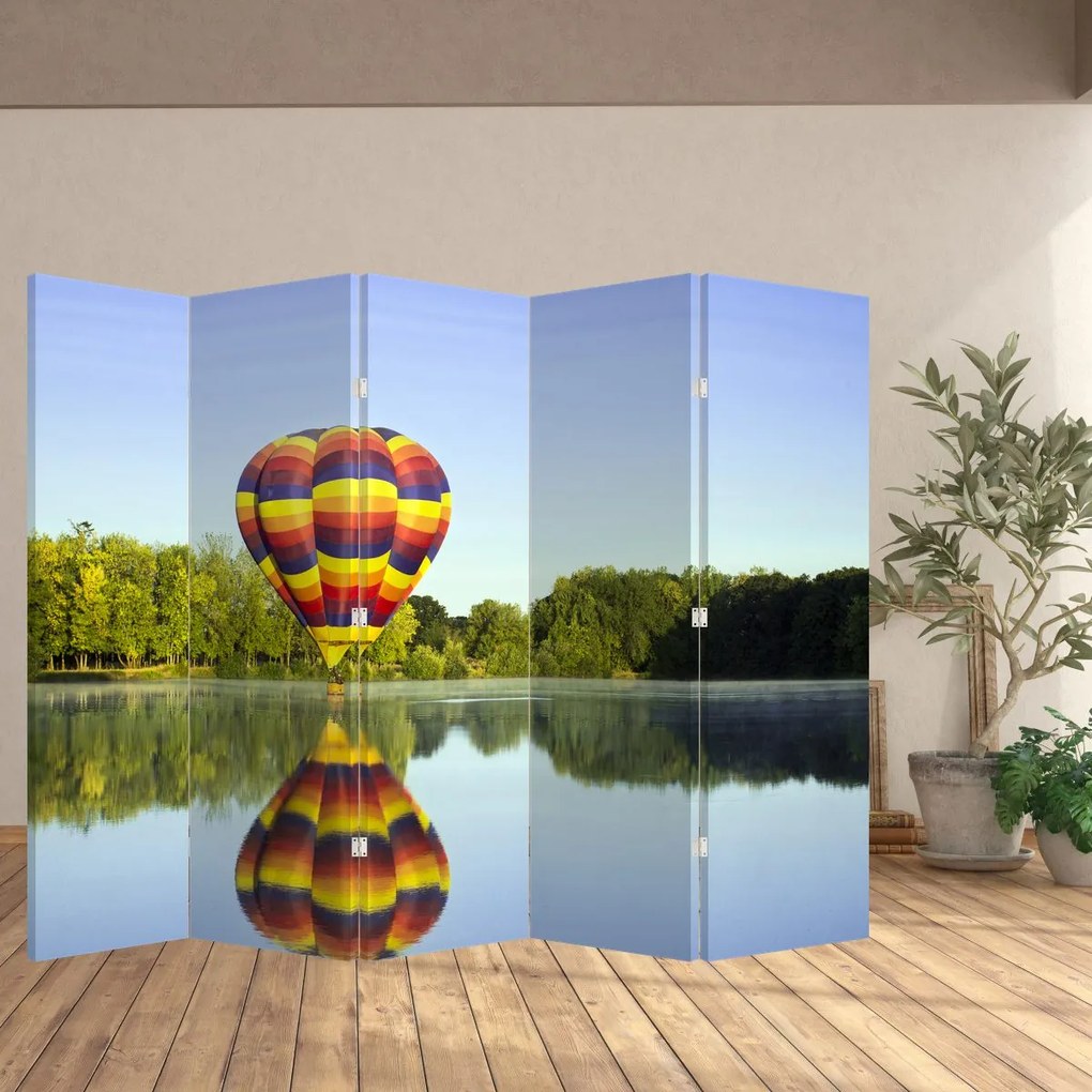 Parawan - Balon na ogrzane powietrze nad jeziorem (210x170 cm)