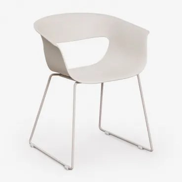 Krzesło Ogrodowe Z Polipropylenu I Stali Alanys Biały Kamień - Sklum