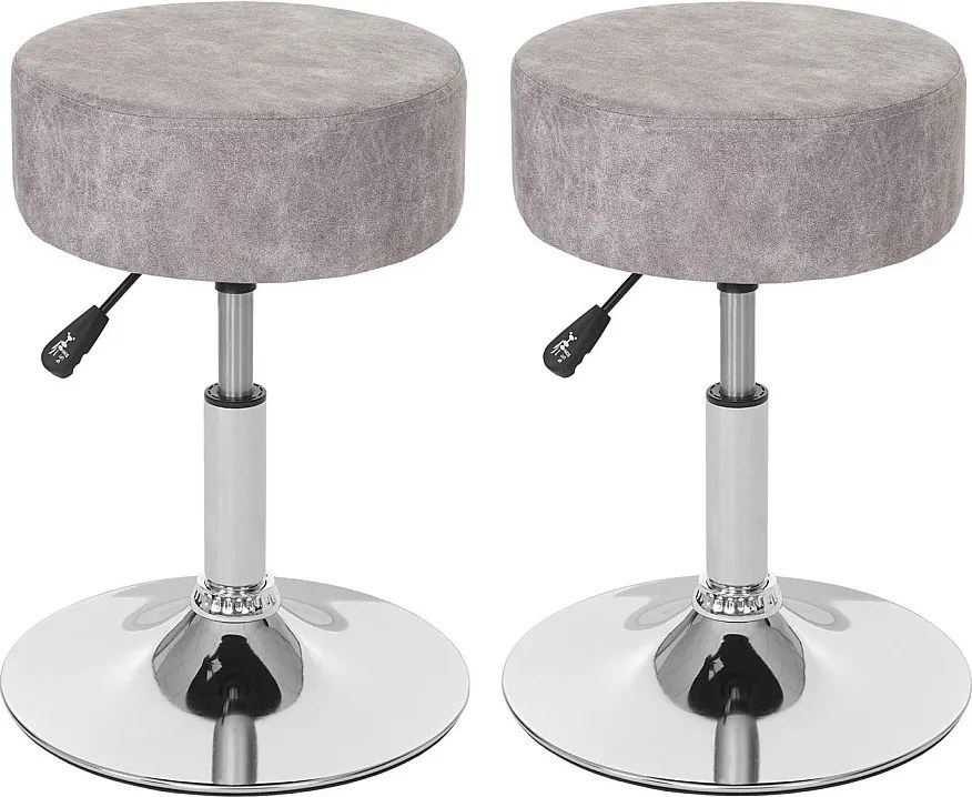 Zestaw 2 stołków MCW-C22,  imitacja zamszu, szary vintage