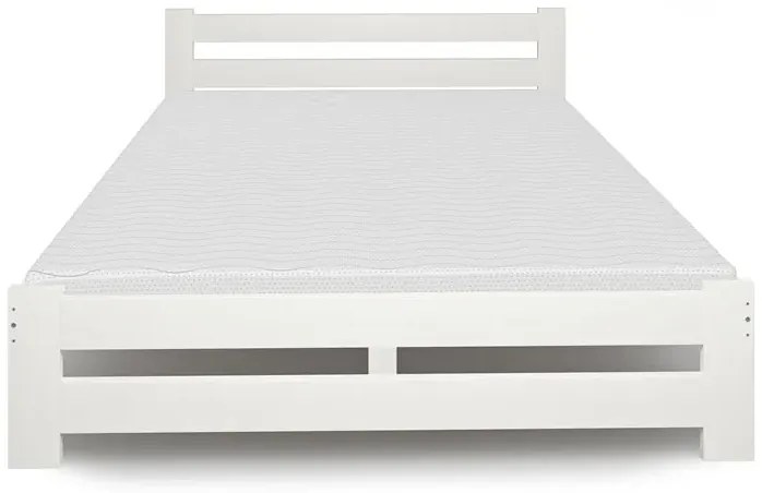 Białe drewniane łóżko z materacem 120x200 Lumok