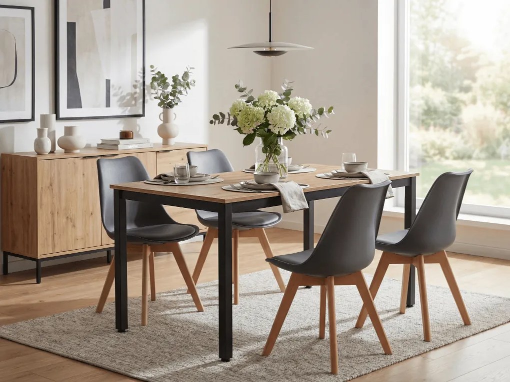 Ciemnoszare krzesło KITO z bukowymi nogami