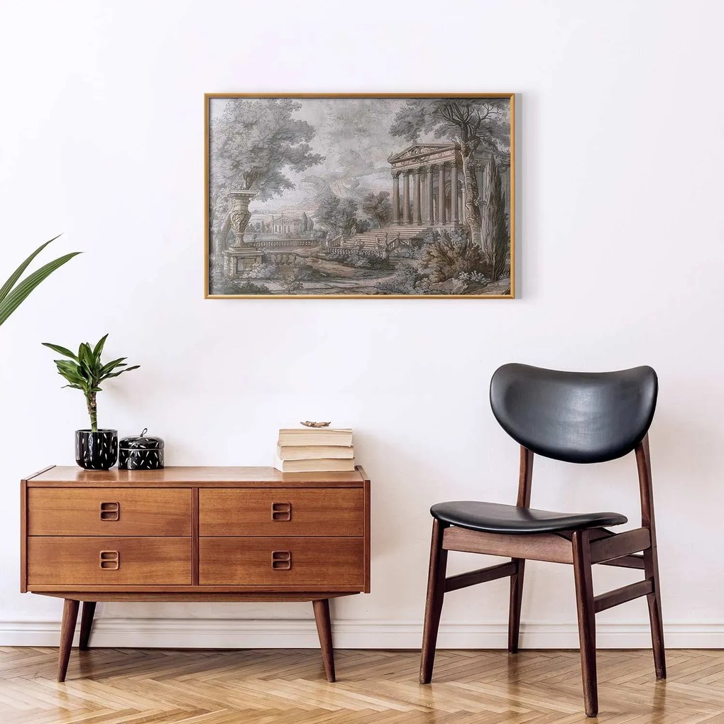 Plakat Świątynia na wzgórzu 30x21 cm z ramą złotą bez marginesu ARTGEIST B