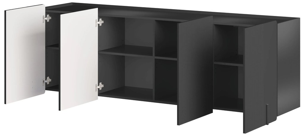 Komoda Malmi 200 cm czterodrzwiowa wisząca - czarny mat / czarny