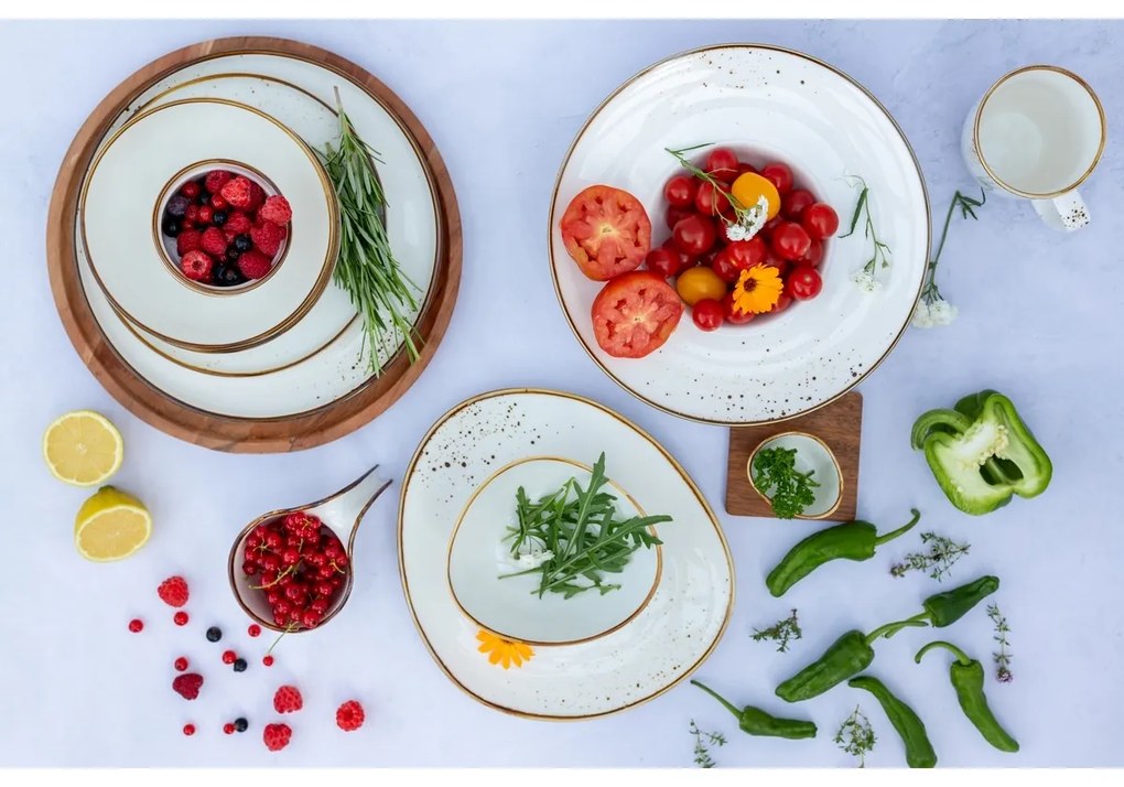 Talerz Mäser Gourmet Pintar biały w brązowe kropki26 cm