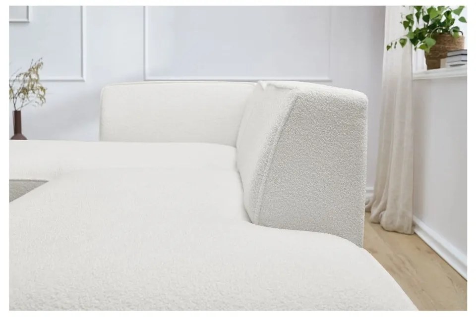 Biały narożnik modułowy z materiału bouclé (lewostronny/w kształcie litery L) Megeve – Bobochic Paris