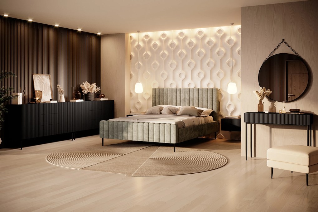 Toaletka Nicole 100 cm z szufladami - czarny mat / czarne nóżki