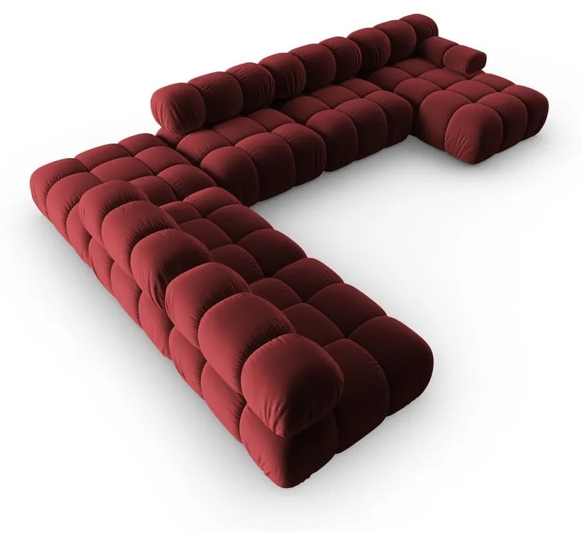 Czerwona aksamitna sofa 379 cm Bellis – Micadoni Home