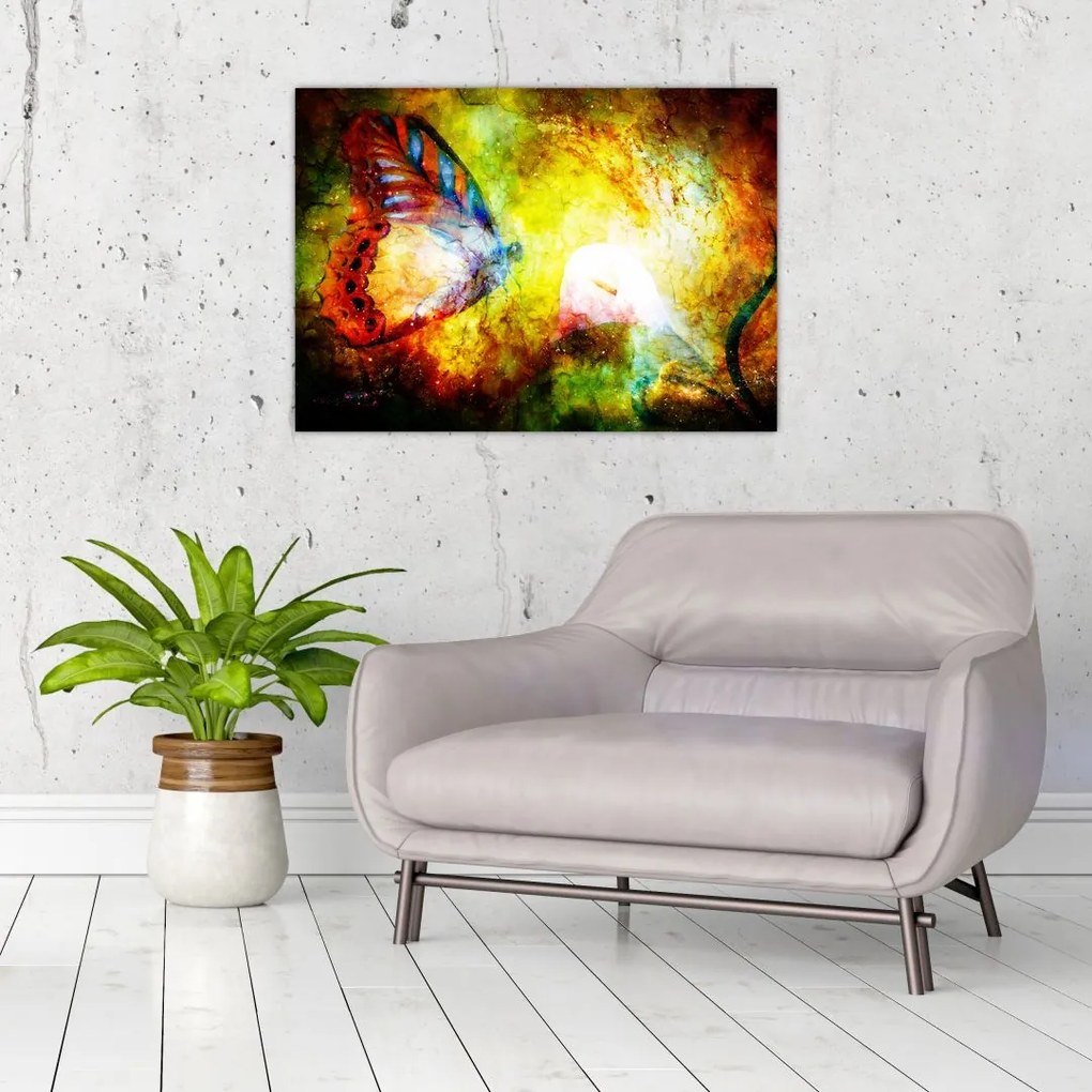 Obraz na szkle - Kosmiczny motyl (70x50 cm)