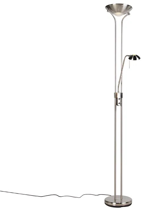 Stalowa lampa podłogowa z lampką do czytania, w tym LED i ściemniacz - Diva 2