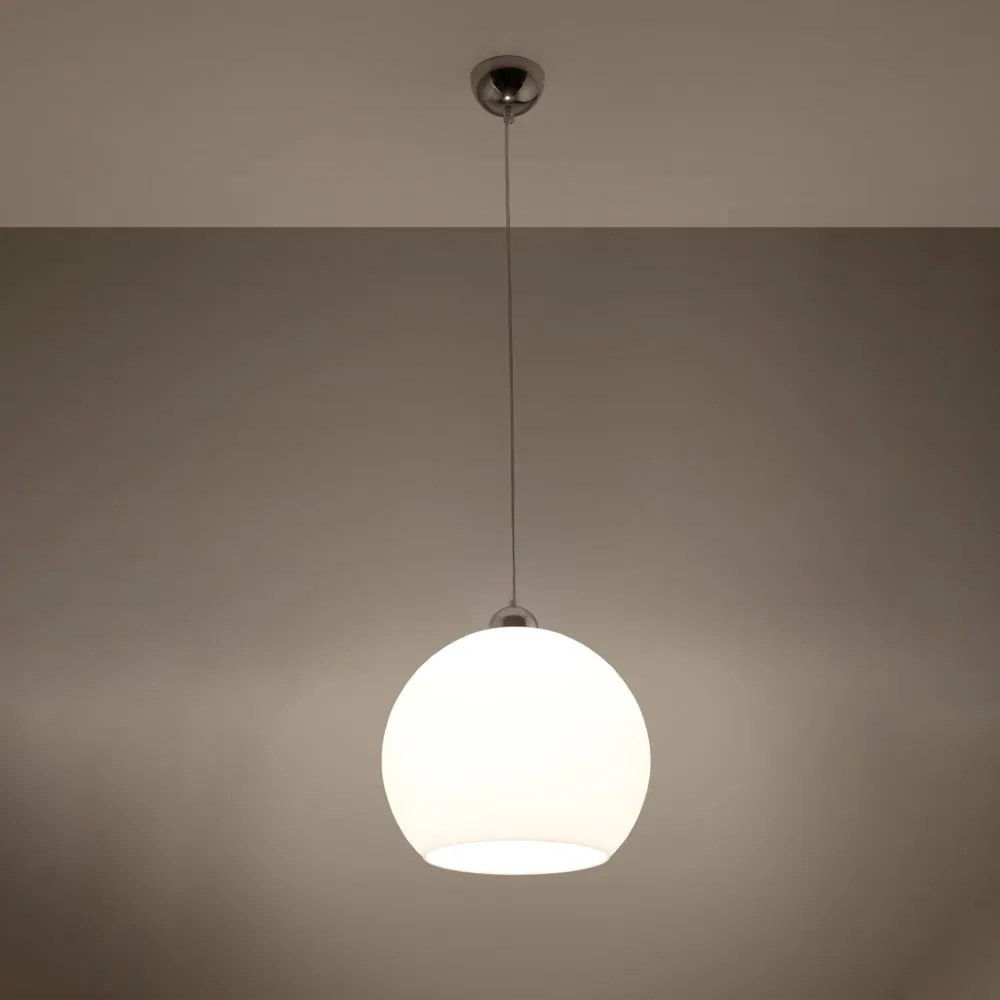 Biała lampa wisząca z szklanym kloszem ø 30 cm Bilbao – Nice Lamps