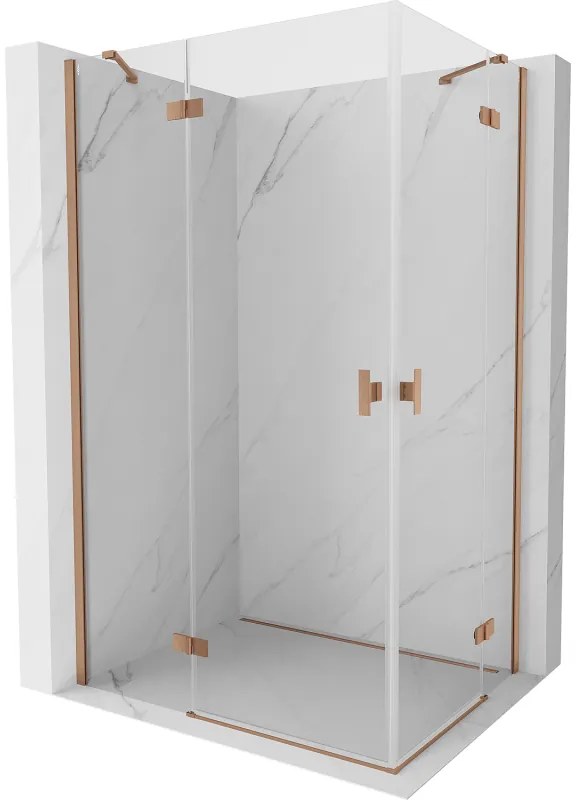 Mexen Mist-H Duo kabina prysznicowa uchylna lewa 85 x 80 cm, transparent, miedź szczotkowana - 8A5-085L-080P-65-00