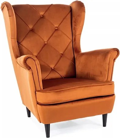 Fotel uszak LADY VELVET cynamonowy