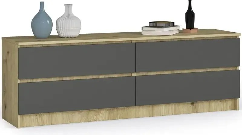 Z szufladami komoda do salonu dąb artisan + grafit D4-L67