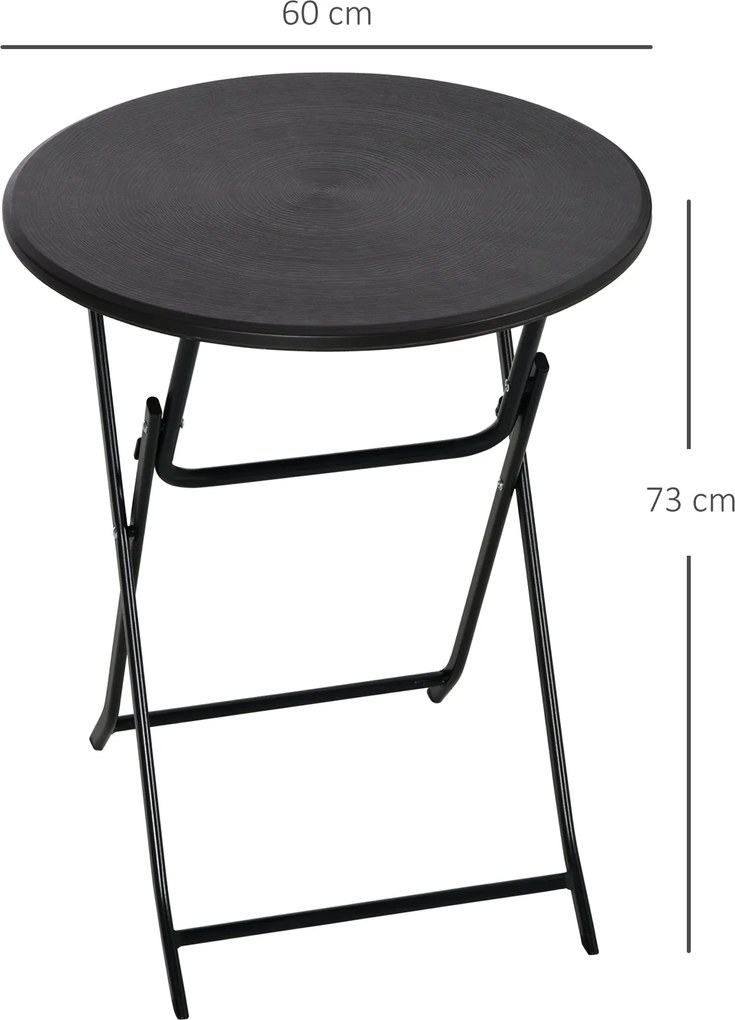 Outsunny Stół tarasowy okrągły składany dla 2 osób imitacja drewna ciemnoszary 60x60x73cm | Aosom PL