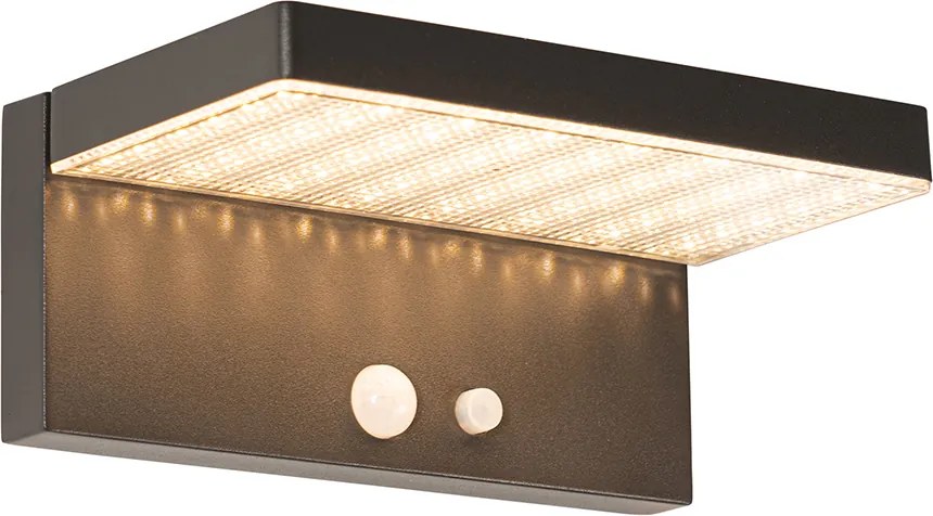 Lampa ścienna zewnętrzna ciemnoszara z LED i ściemnianym światłem na panel słoneczny - Sunnie