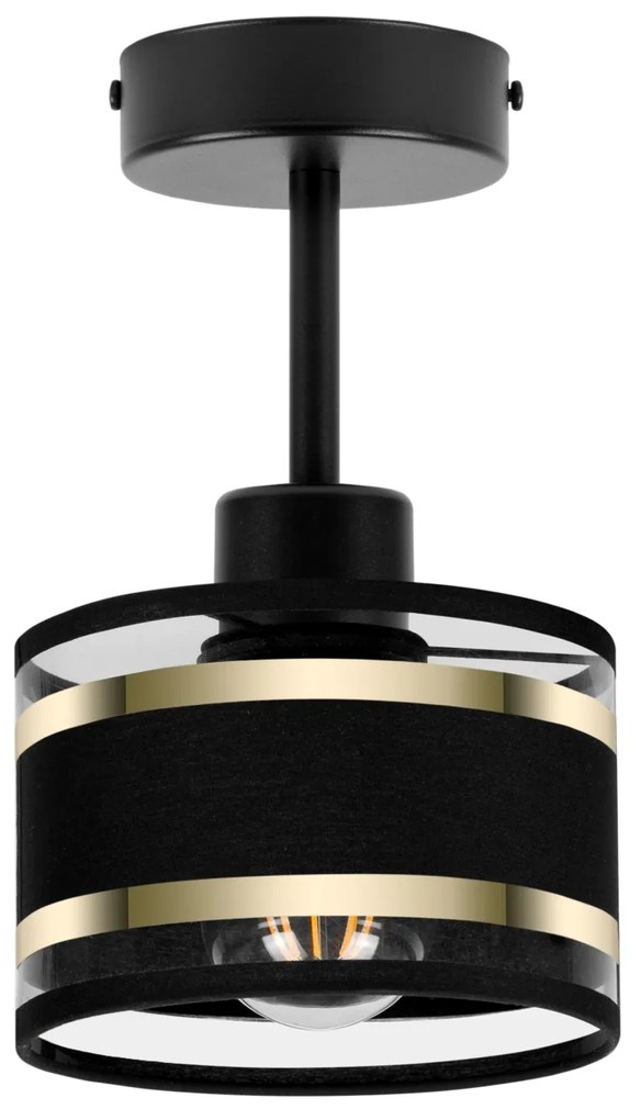 Lampa sufitowa czarna jednopunktowy spot z czarnym abażurem T-1010SC-S