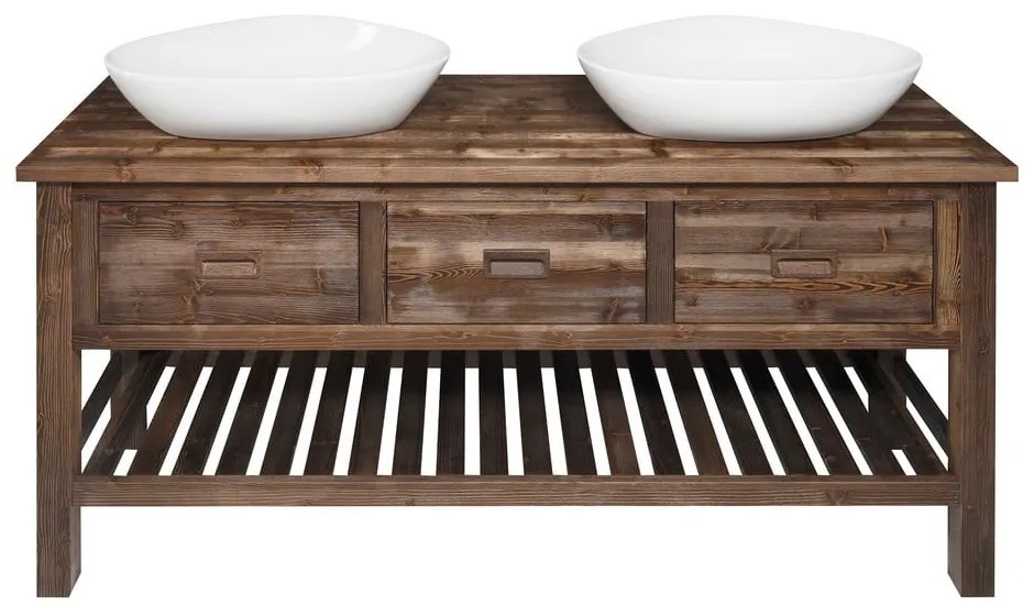Brązowa szafka bez umywalki z litego drewna świerkowego 160x73 cm Brand – Sapho