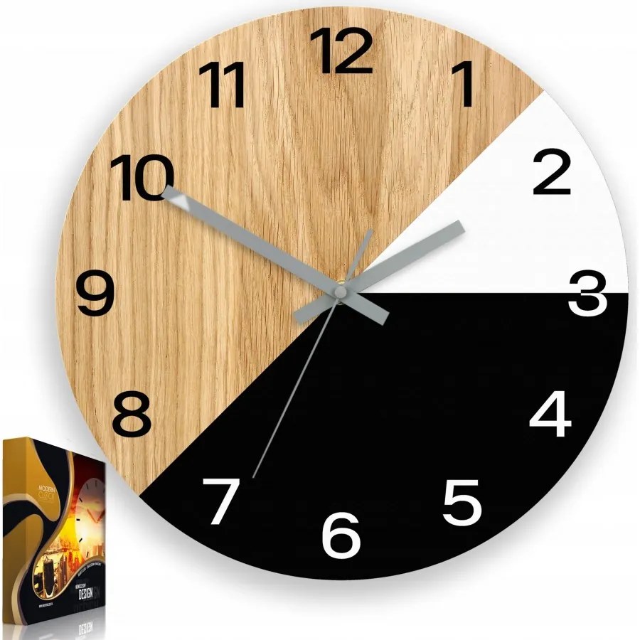 Zegar na ścianę nowoczesny efektowny okrągły cichy do kuchni salonu pokoju