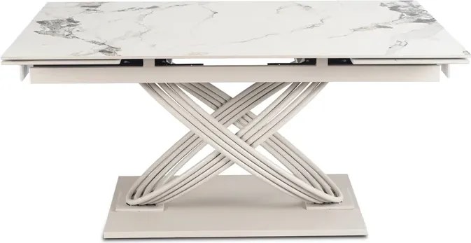 Stół Rozkładany Prostokątny IBIZA 160-240 cm Ceramiczny Biały Marmur/Kaszmir Nowoczesny