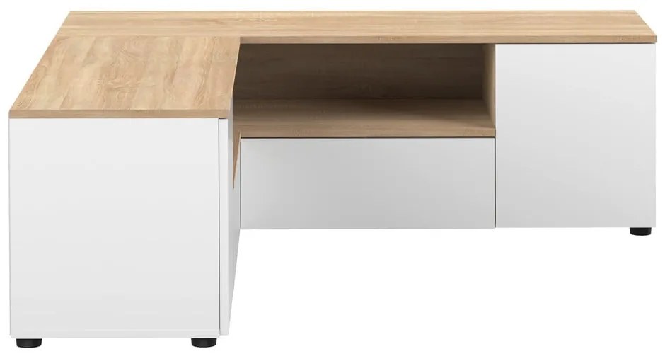 Biała szafka pod TV w dekorze dębu 130x46 cm Angle – TemaHome