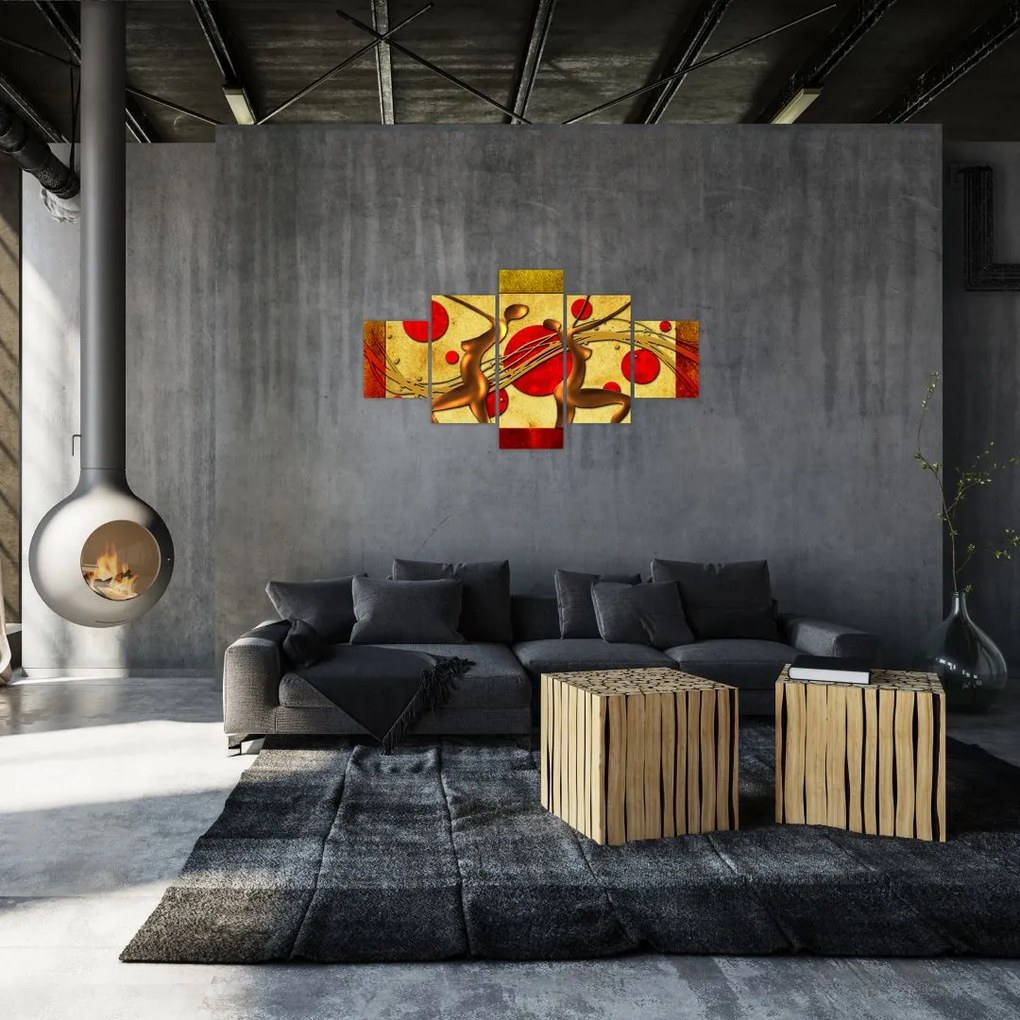 Abstrakcyjny obraz z dwiema kobietami (125x70 cm)