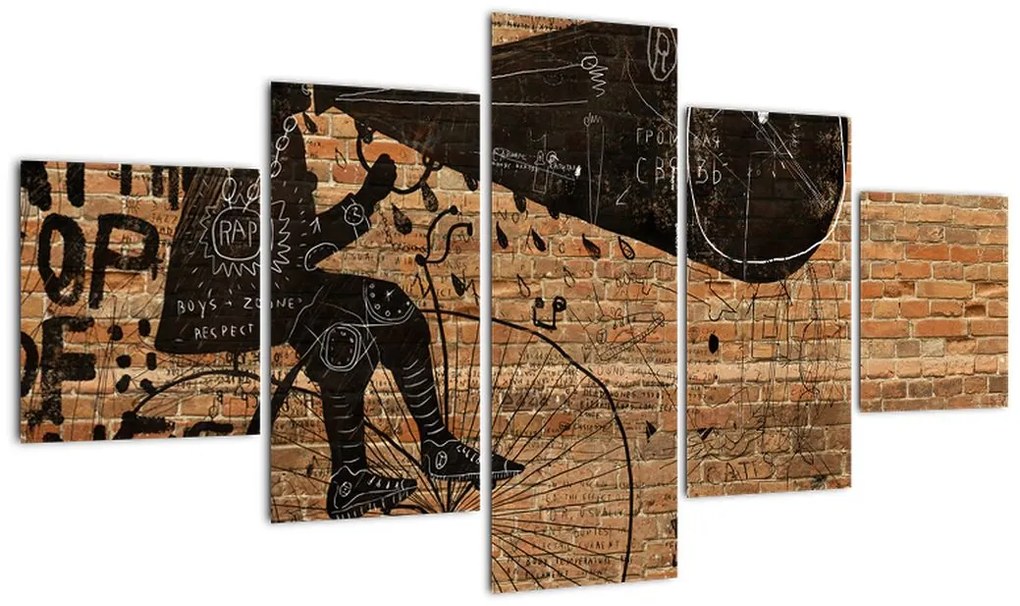 Obraz - Mężczyzna na rowerze w stylu Banksy (125x70 cm)