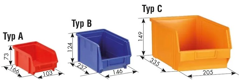 Regał z plastikowymi pojemnikami BASIC - 800 x 400 x 920 mm, 32x A, 4x C