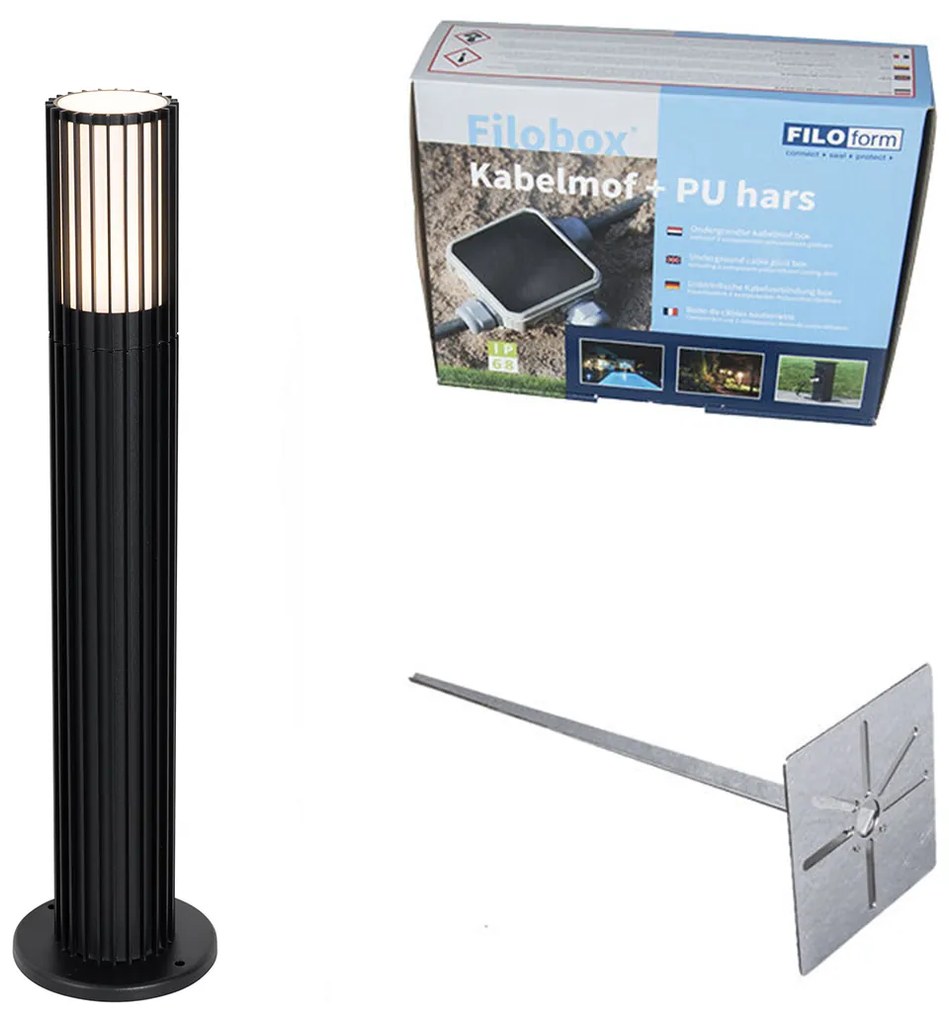 Designerski słup ogrodowy czarny 50 cm IP44 - Boris