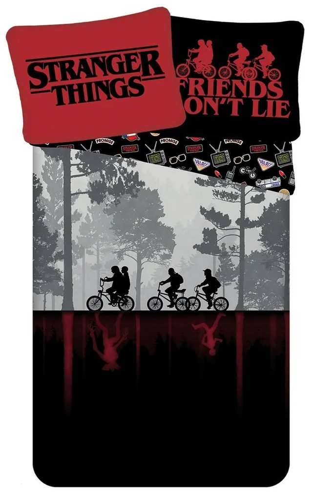 Jerry Fabrics Pościel bawełniana Stranger Things Upside Down, 140 x 200 cm, 70 x 90 cm