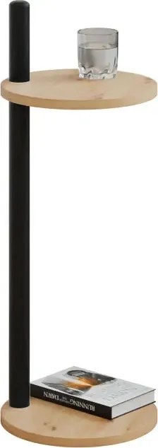 Minimalistyczny stolik pomocniczy dąb artisan + czarny  F8-A06