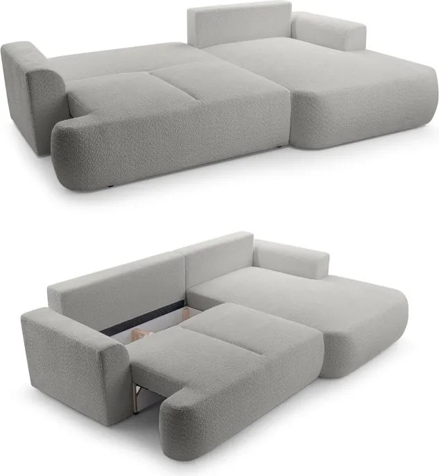 Narożnik VELO wolnostojący układ L strona Prawa z funkcją spania w tkaninie Coral 75