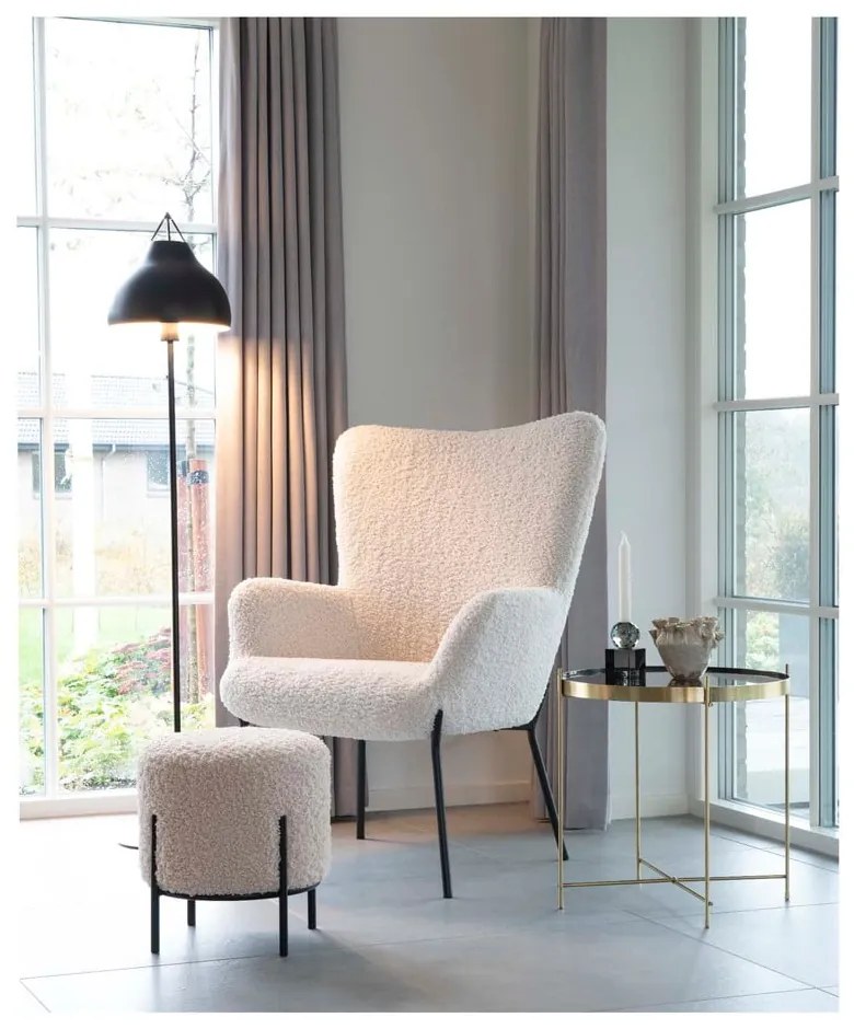 Kremowy puf z imitacji futra Alford – House Nordic