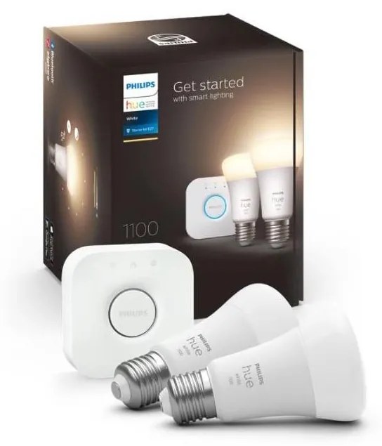 Zestaw podstawowy Philips Hue WHITE 2×E27/9,5W 2700K + urządzenie połączeniowe