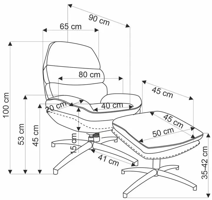 Niebieski fotel z funkcją kołyski i podnóżkiem Z9-K44