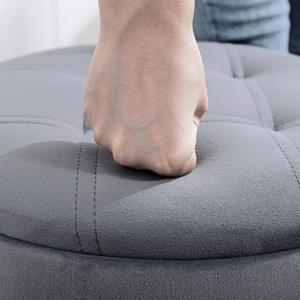 HOMCOM Stołek barowy, stołek bistro ze schowkiem, obrotowe krzesło barowe, regulowany stołek kuchenny z welurowym obiciem, 39x39x65 cm, Szary