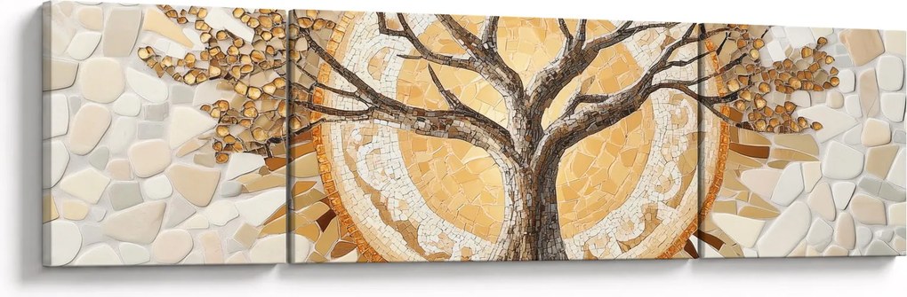 Obraz – Złote drzewo życia w mozaice (170x50 cm)