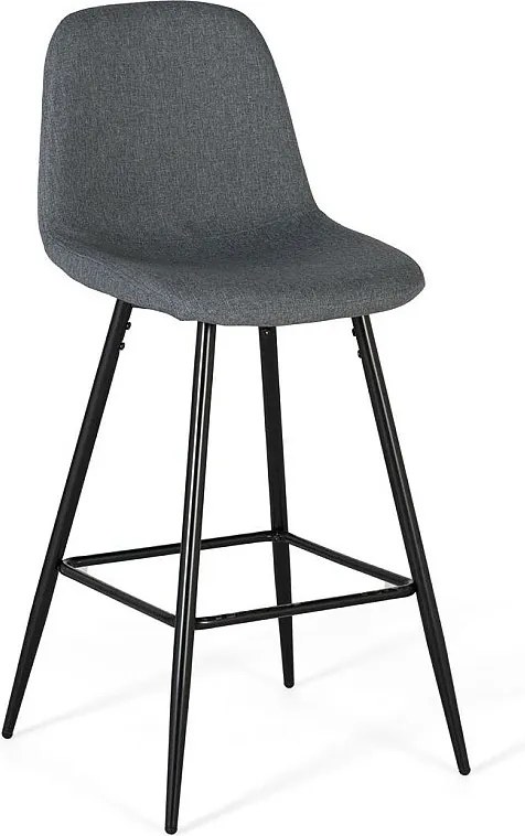 Zespół czterech stołków pokrytych szarą tkanką