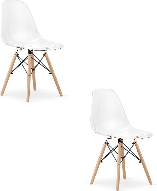 Krzesło Valora OSAKA z przezroczystymi naturalnymi nogami do salonu x2