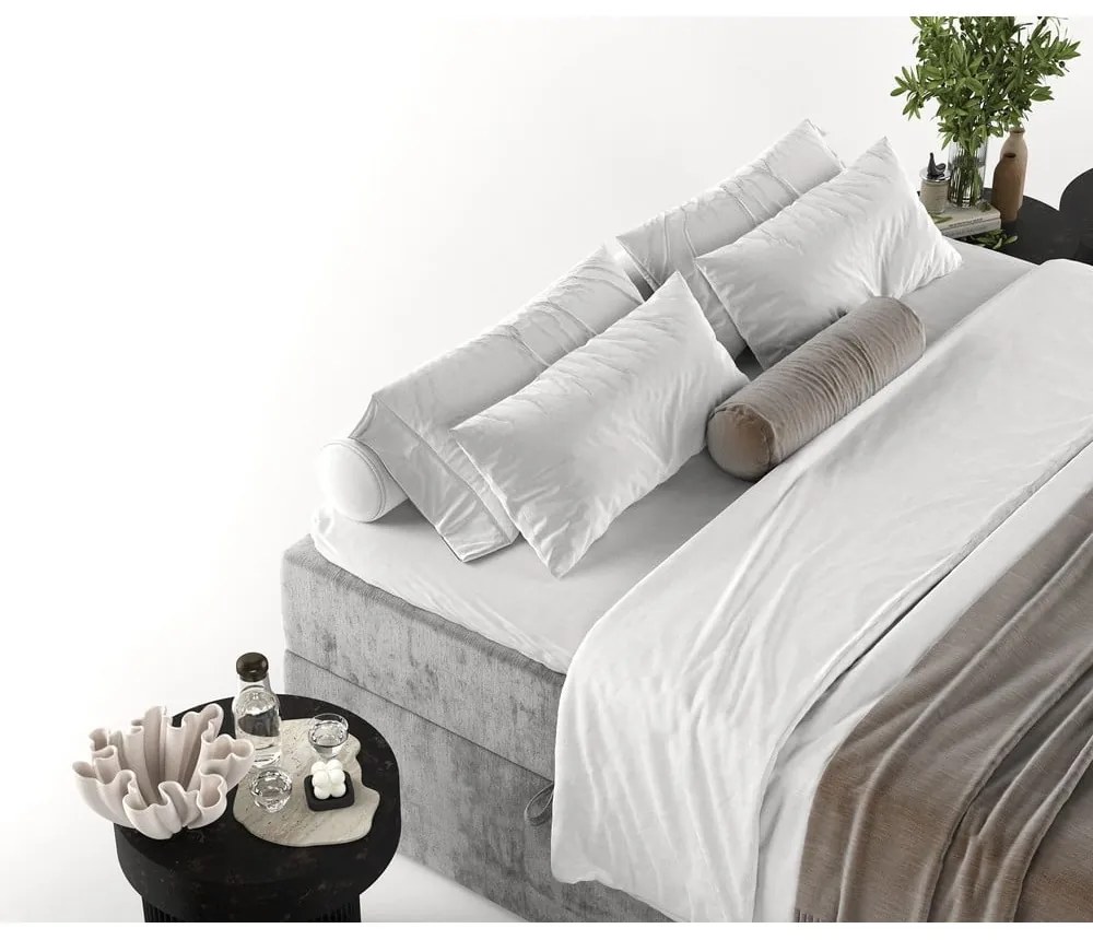 Szare łóżko boxspring ze schowkiem 140x200 cm Yoko – Maison de Rêve