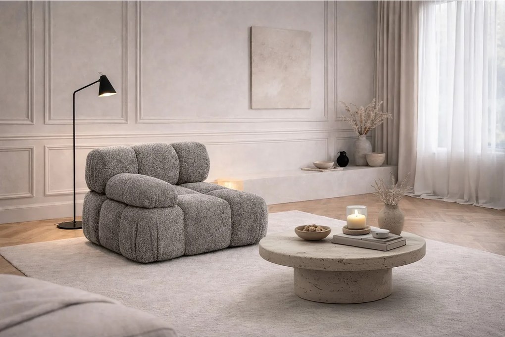 Moduł boczny do systemu modułowego, tkanina bukla Abriamo, Brązowy, Lewy, Selia