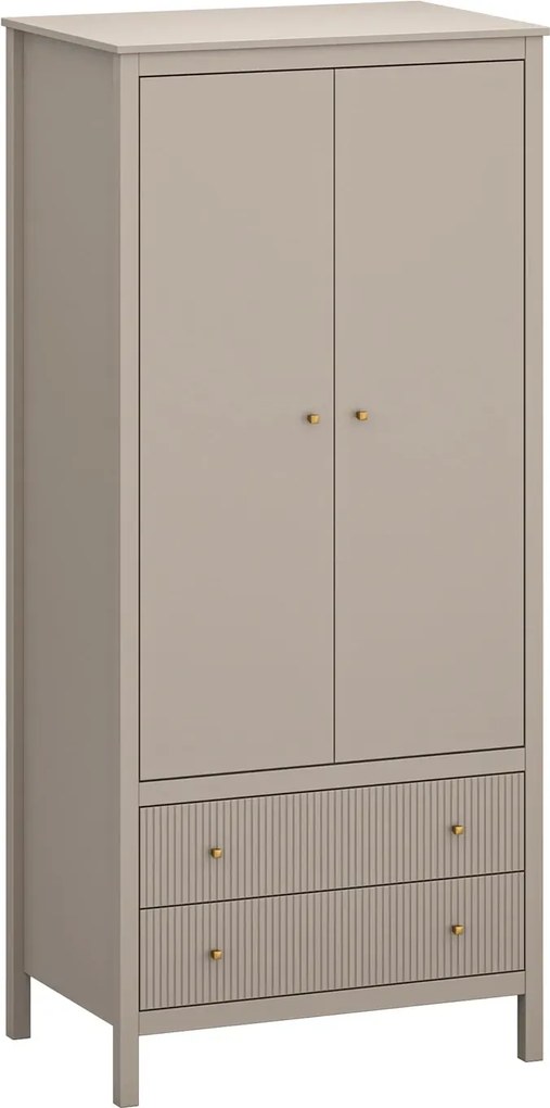 Szafa dwudrzwiowa z drążkiem i szufladami taupe D8-D61