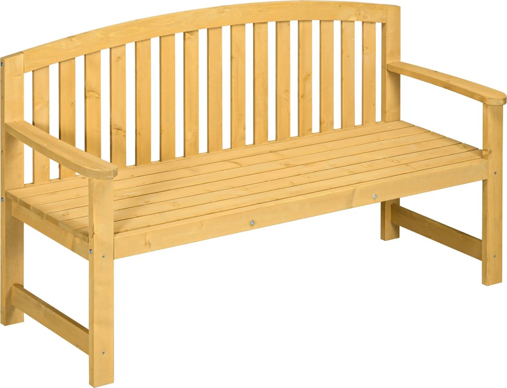 Outsunny 2-osobowa ławka ogrodowa z drewna, odporne siedzisko, meble ogrodowe z oparciem, nośność 240 kg 140 x 50 x 85 cm, Pomarańczowy | Aosom PL