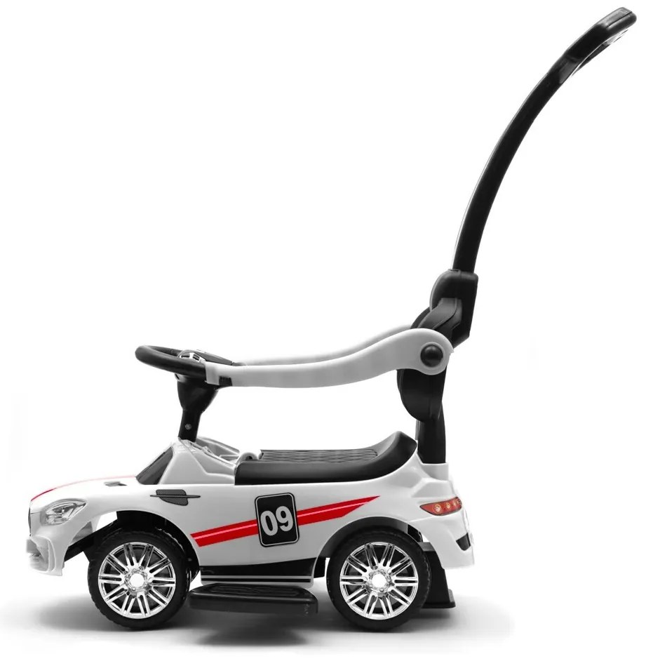 Baby Mix Odpychacz z dźwiękiem i prowadnicą Racer, biały
